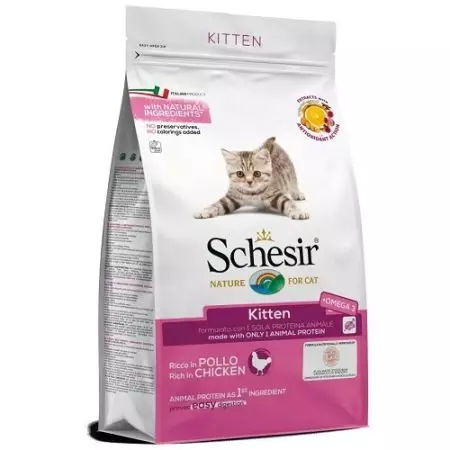 Gatti per gatti Schesir: secco e umido per gattini e gatti sterilizzati. La composizione di felina in scatola con tonno e altri mangimi per adulti e gatti anziani. Recensioni 22694_11