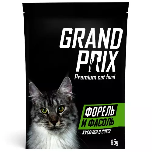 Gipakaon sa Grand Prix Cat: Alang sa isterilisado nga mga sphinx ug mga kuting, uga ug basa nga pagkaon. Mga review 22697_13