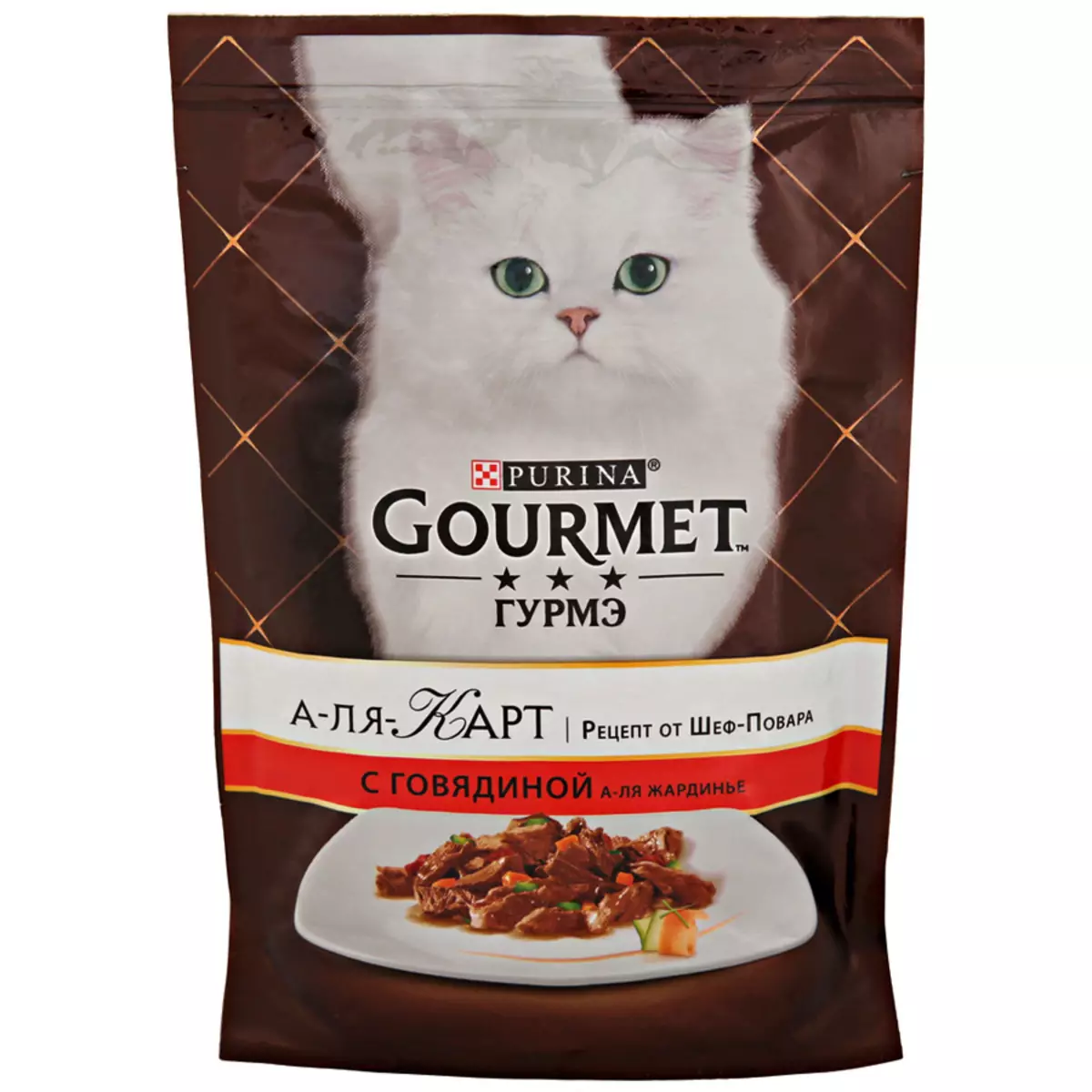 Gourmet: Kato-nutraĵo kaj Purina-katidoj, malsekaj patoj kaj aliaj feliĉaj manĝaĵoj, ilia kunmetaĵo, recenzoj 22711_40