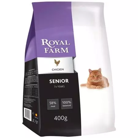 Royal Farm Cat Feed. Kittens- ի եւ ստերիլիզացված կատուների համար չոր եւ խոնավ կատվիկ սնունդ հավով եւ այլ կազմով 22714_11