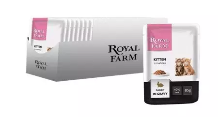 Feed Kucing Permuduk Royal: Kanggo kucing lan kucing sterilisasi, panganan garing lan udan karo pitik lan komposisi liyane 22714_16