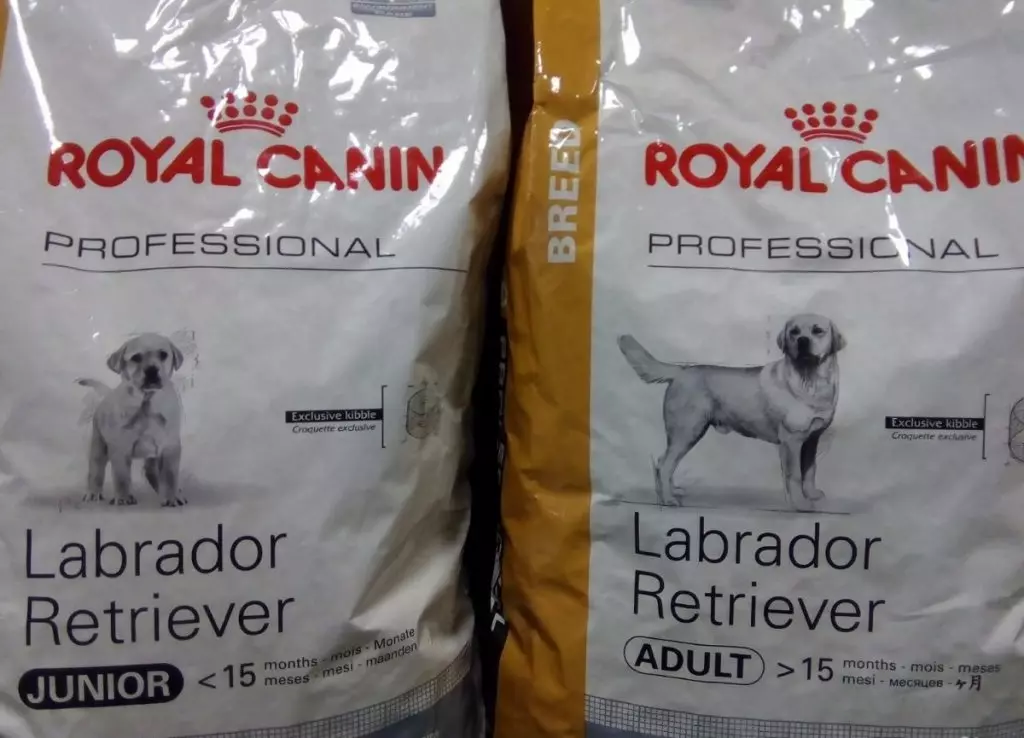 Feed for Labrador: ¿Qué tipo de popa es mejor alimentar a los cachorros y perros adultos? Clasificación de feed de clase Super Premium y otras clases 22926_6