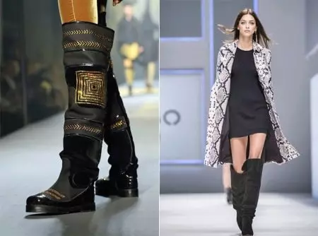 Vamzdžių batai (45 nuotraukos): ką dėvėti moteriškų modelių be kulno, žiemos zomšos, pilnos kojos, ant plokščios pado 2300_16