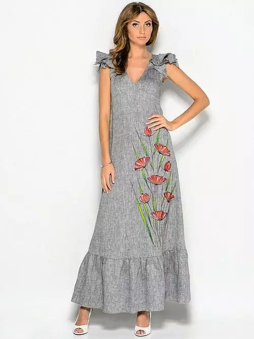 Grey Linen Linen Sarafan Dress