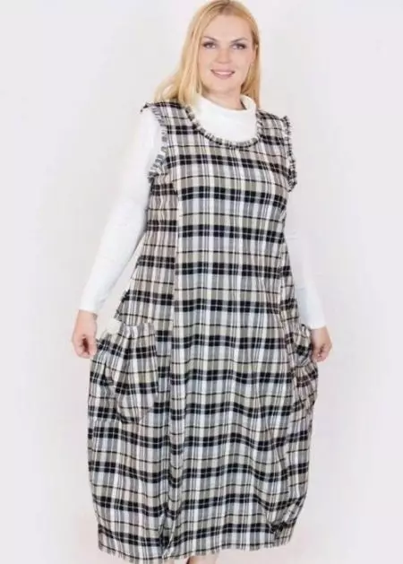 Pakaian Sarafan Checkered untuk Wanita Penuh