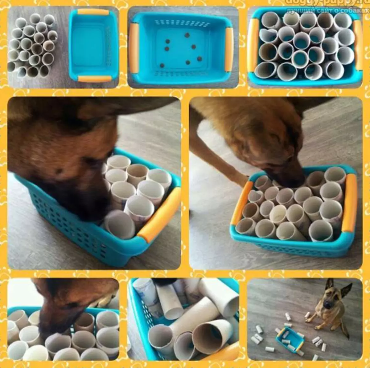 Leketøy til hunder gjør det selv (29 bilder): Hvordan lage pedagogiske leker for en valp hjemme? Hjemmelagede intelligente leker fra tau 23245_17