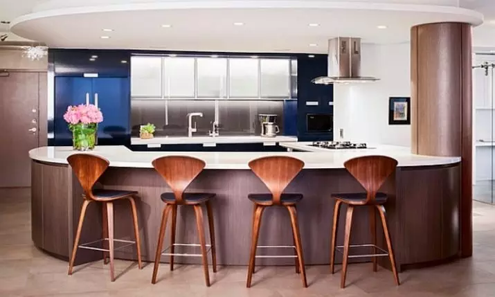 Bar tuolit keittiölle (56 valokuvaa): nojatuolit baaritelineille, puiset ja taitettavat keittiötuolit, matalan ja korkean mallin koko. Kuinka valita? 23460_48