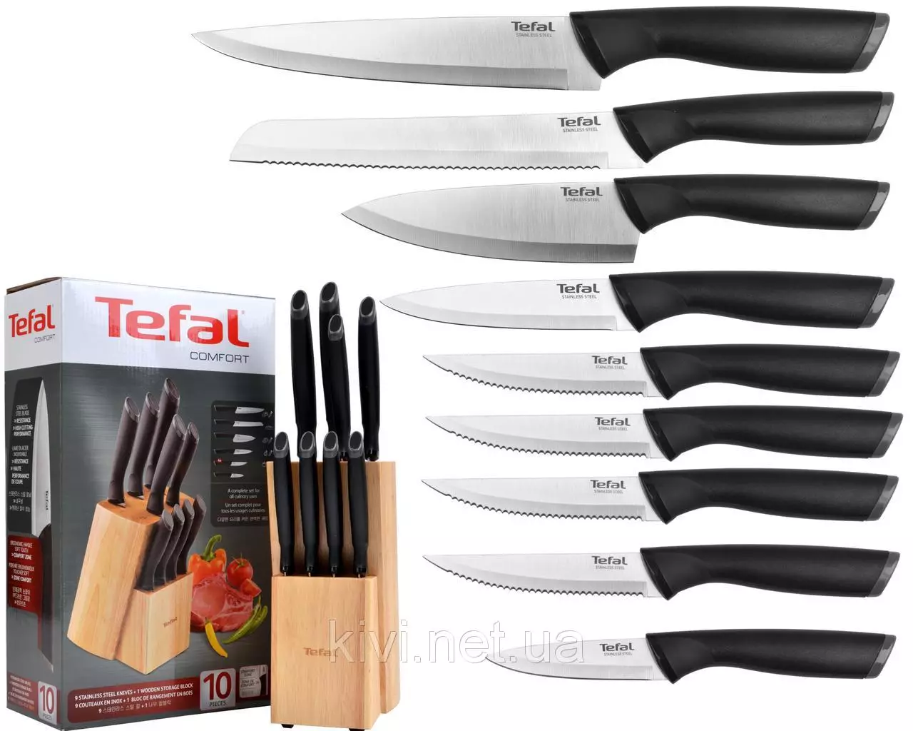 Knives Tefal: Kacida knives dapur, panjelasan kaahlian sareng séri sanés. Ulasan pelanggan 23462_14
