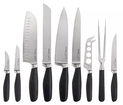 چاقو TEFAL: اجمالی از چاقو آشپزخانه، تخصص تخصص و مجموعه های دیگر. بررسی مشتری 23462_16