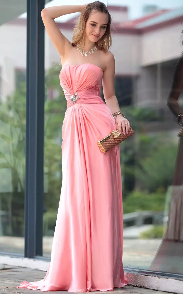 Ροζ φθηνό φόρεμα βράδυ