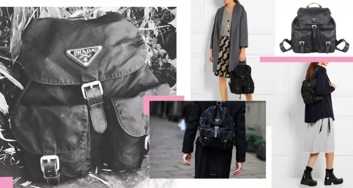 Prada Rucksäcke: Weibliche Rucksacktasche, schwarzes Leder und Textilien sowie andere Modelle. Wie unterscheidet man das Original von der Kopie? 23667_2