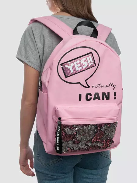 Marmalato Backpacks: वस्त्रों से काले और गुलाबी महिला मॉडल, sequins के साथ सफेद बैकपैक्स और बिना, अन्य backpacks 23675_7