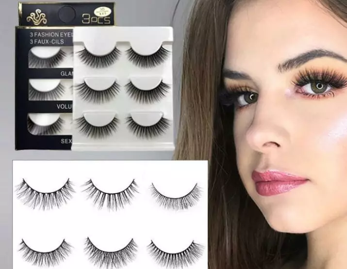 Eyelên jorîn (50 wêne): Cûreyên eyb, çawa hilbijêrin û çend carî hûn dikarin bikar bînin, makeup û hilbijartina glue, nirxandinan 23703_12