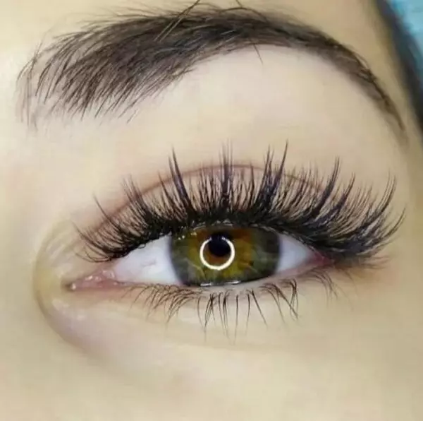 Eyelashes 4D (33 mga larawan): teknolohiya at ang epekto ng pistous buildup, lakas ng tunog, na may rhinestones at walang, haba at baluktot 23780_21