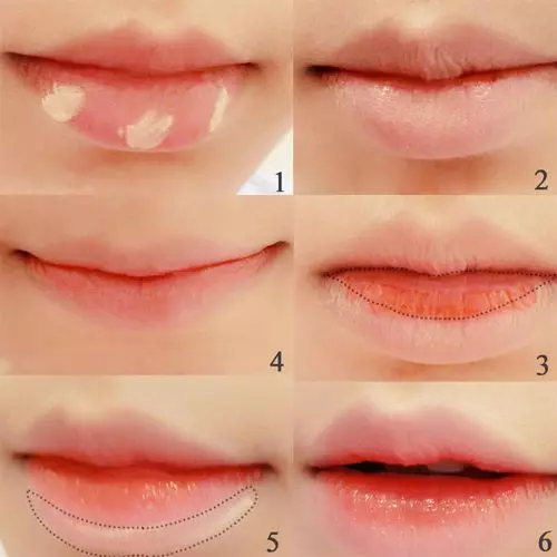 Πώς να ζωγραφίσετε τα χείλη ματ κραγιόν; Πώς ακριβώς το κάνετε με ένα κόκκινο κραγιόν βήμα προς βήμα; Όμορφο μακιγιάζ χείλος χωρίς μολύβι φωτεινό ματ κραγιόν 23956_16