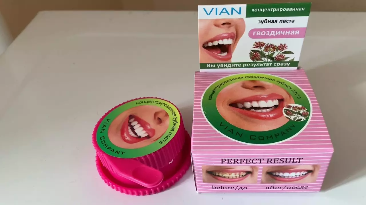 Dentifricio Vian: Descrizione della pasta concentrata, Panoramica del prodotto e recensioni dentali 24030_5