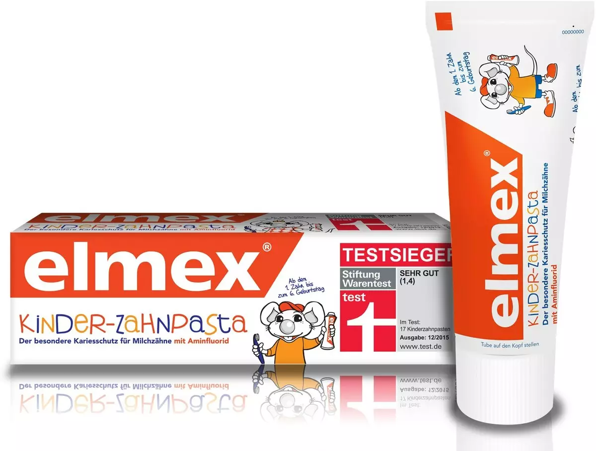 ELMEX tandepasta: samestelling, sensitief vir sensitiewe tande en beskerming van karies, pasta met fluoor van Finland, kinder- en volwasse, resensies 24031_16