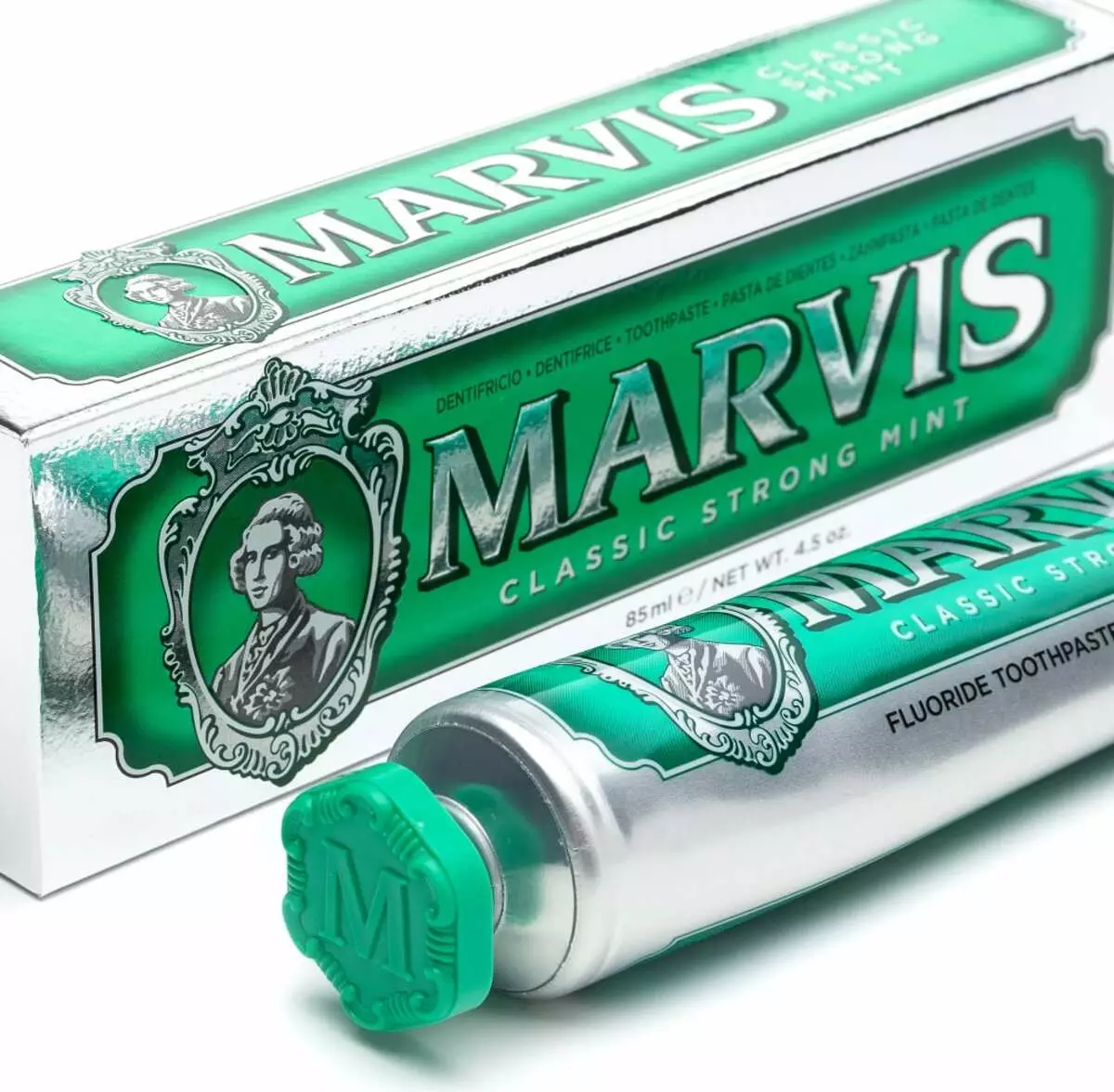 Marvis toothpaste: Italian whiteling paste na may mint at jasmine lasa, walang fluorine, set, komposisyon at mga review ng mga dentista 24032_10
