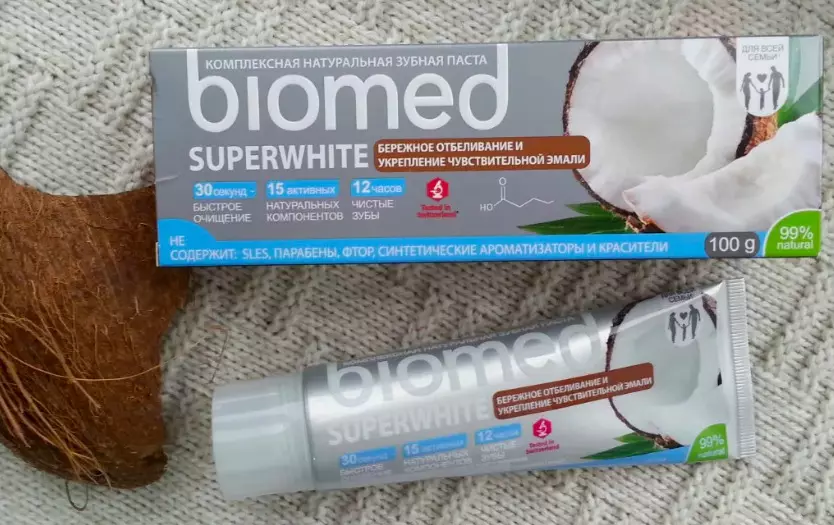 Зубні пасти Biomed: склад, чорна з вугіллям і з кокосом, з виноградом, White Complex і Sensitive, Calcimax і інші, відгуки 24044_17