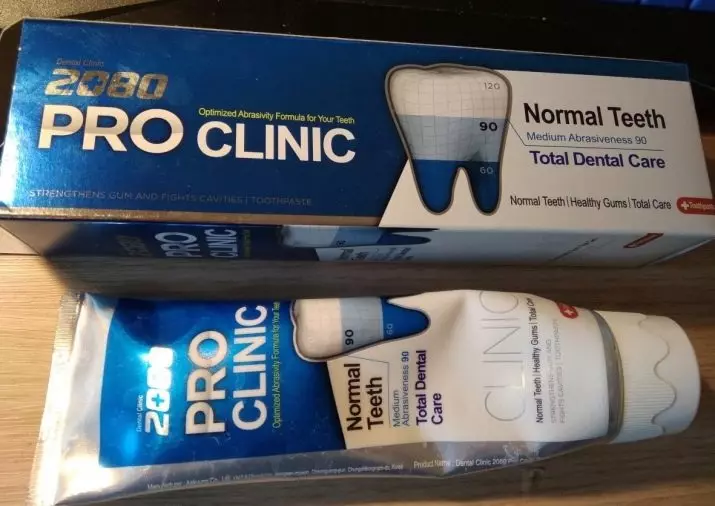 Toothpaste dental Clinic 2080: Pro max kubva kuKorea uye kuchena pasita, inopenya ichena uye nedombo, vana uye zvimwe zvigadzirwa 24050_18