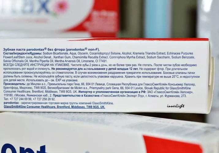 Zahnpasten ohne Fluor: Eine Liste russischer Pasten für empfindliche Zähne, Bewertung der besten Pasten mit Calcium ohne Fluor und Titandioxid. Was ist der Unterschied zwischen Paste mit Fluor und ohne? 24053_32