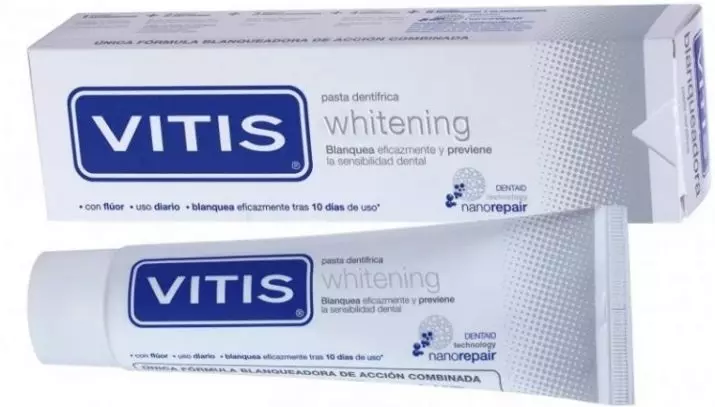 Pasta gigi Vitis: ortodontik dan gingiva, pemutih dan produk lainnya, instruksi untuk menggunakan pasta gigi 24054_12