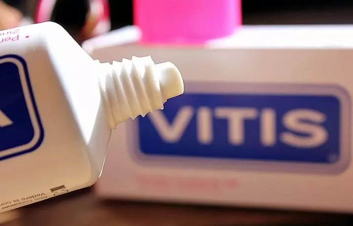 Pasta de dentes Vitis: Ortodoncia e Gingival, blanqueamento e outros produtos, instrucións para usar pasta de dentes 24054_7