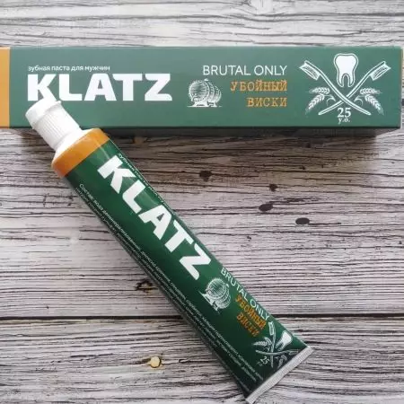 Klatz tandpasta: alkohol og sundhedsmæssig smag, kids line for børn og brutale kun, indsæt for mænd. Dental anmeldelser 24056_20