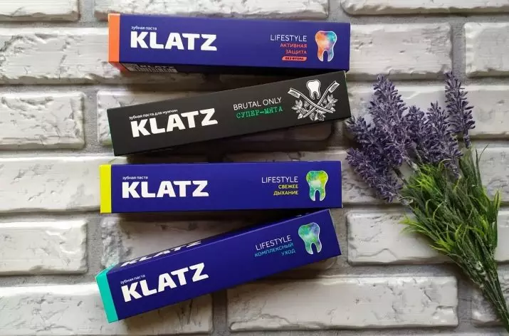 Klatz tandpasta: alkohol og sundhedsmæssig smag, kids line for børn og brutale kun, indsæt for mænd. Dental anmeldelser 24056_26