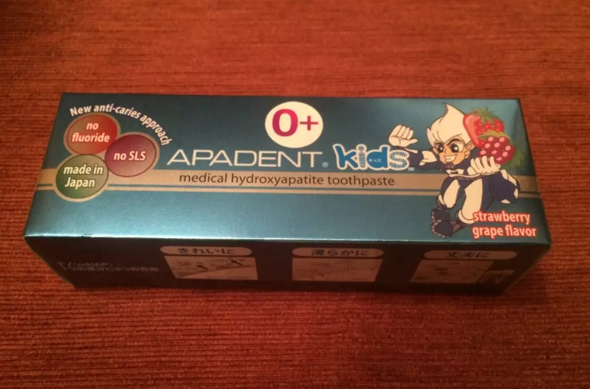 Toothpaste Apadent: children's Kids and Total Care for adults in blue packaging, remineralizing Japanese pasta and other, composition and reviews 24058_14