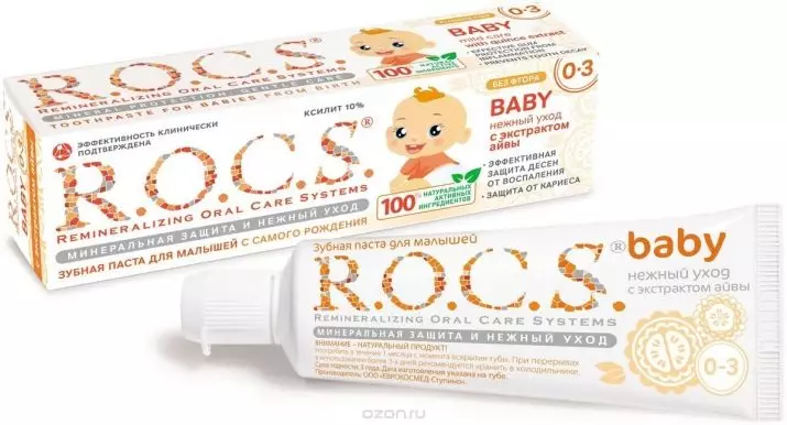 Barns tandkräm r.o.c.s.: För barn 0-3 och 4-7 år, 6-12 och 8-18 år, bebis och junior, pasta med fluor och annan komposition 24067_12
