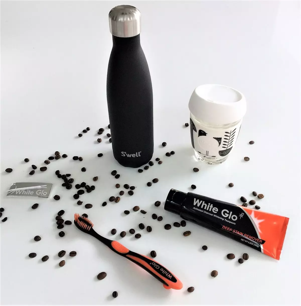 白色glo牙膏：吸烟者和煤炭的漂白骨质，适合咖啡和茶叶，“专业选择”等产品，评论 24075_2