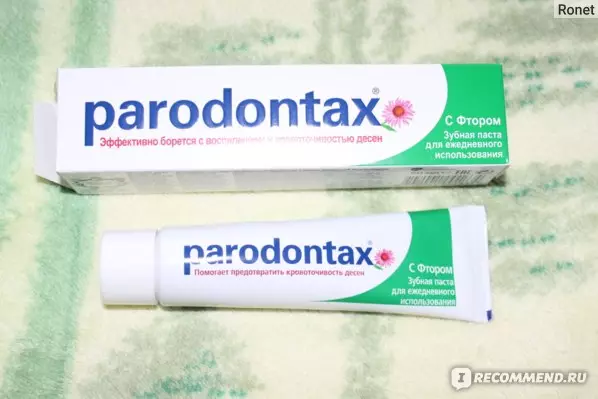 Oduk parodontax: Tanpa fluoride kanggo Kesehatan Gum, komposisi, tempel reresik ultra, 
