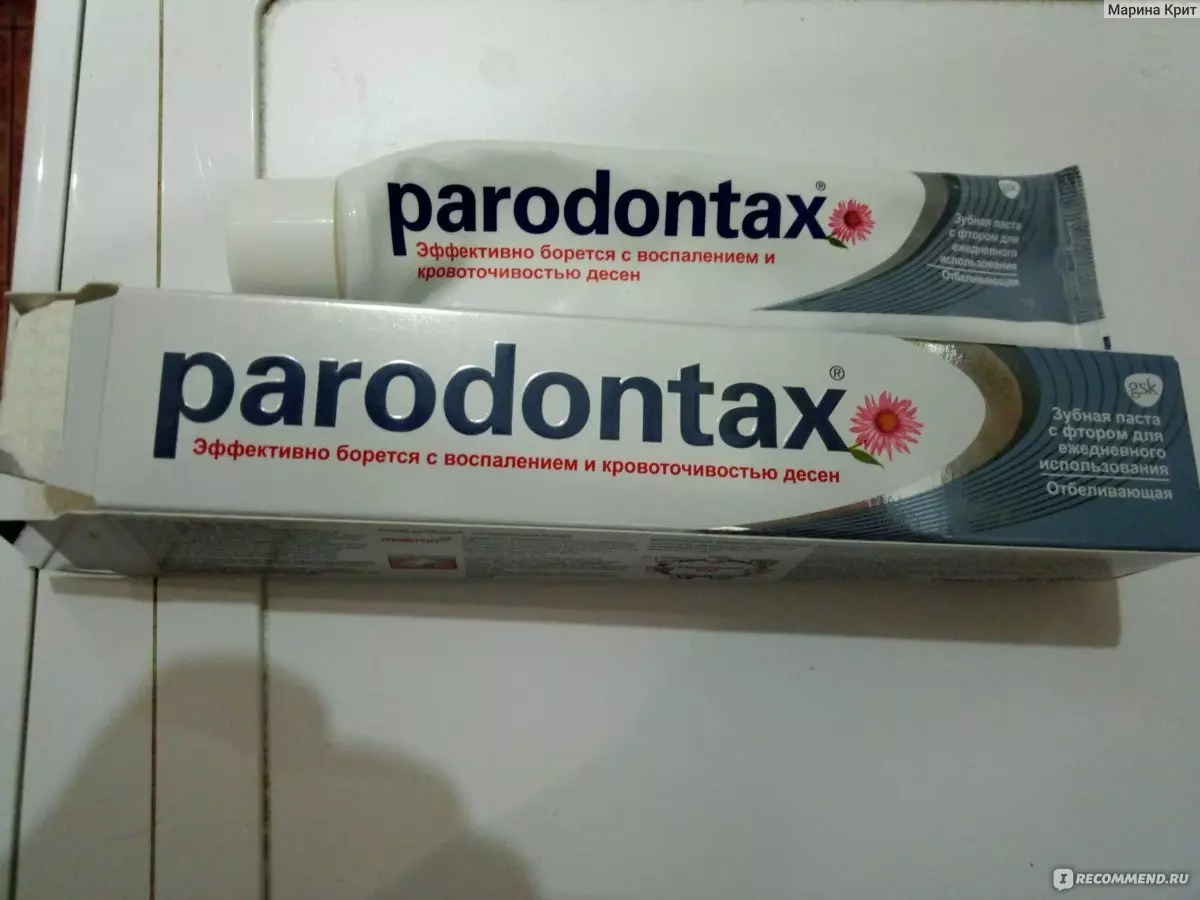 Amenyo ya Parodontax: Nta fluoride ku buzima bwa Gum, ibigize, Ultra isukura Paste, 