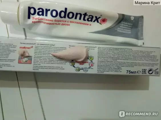 Parodontax's dantų pasta: be fluorido dantenų sveikatai, kompozicijai, ultra valymo pasta, 