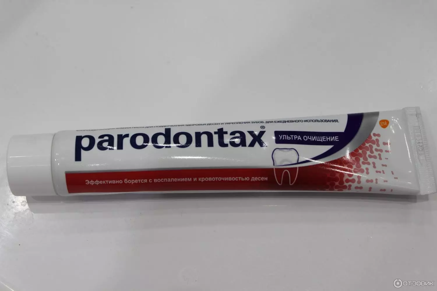 Amenyo ya Parodontax: Nta fluoride ku buzima bwa Gum, ibigize, Ultra isukura Paste, 