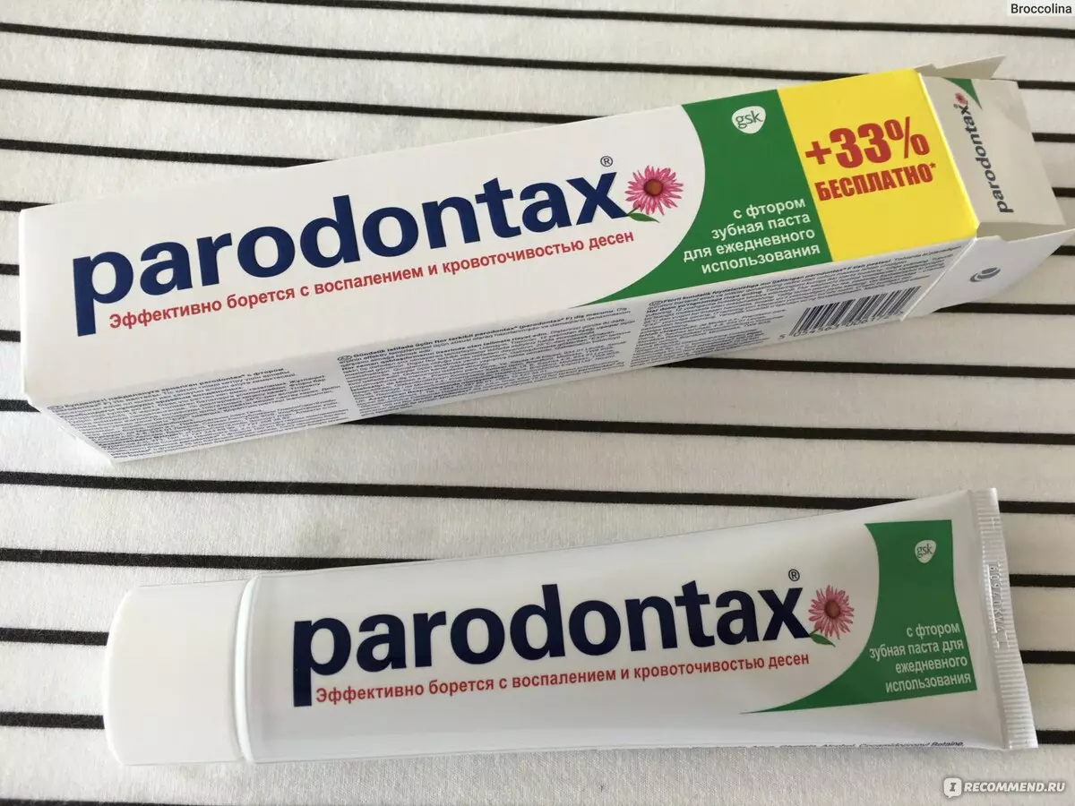 Amenyo ya Parodontax: Nta fluoride ku buzima bwa Gum, ibigize, Ultra isukura Paste, 