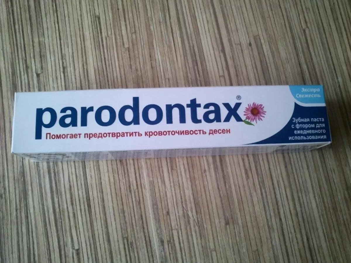 O creme dental de Parodontax: sem flúor para a saúde da gengiva, composição, pasta de limpeza ultra, 