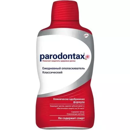 Rinser parodontax: ekstra kanggo gusi lan rongga lisan, baling-renang liyane, instruksi aplikasi lan komposisi 24085_9