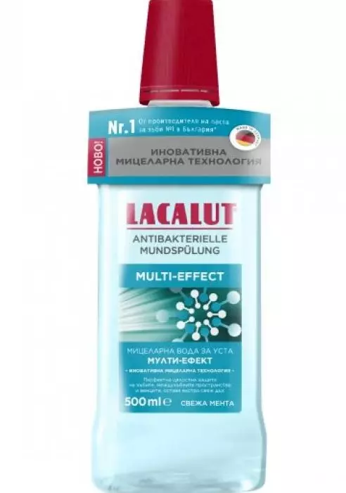 Rinsers Lacalut: Aktiv, gevoelig en wit voor de mondholte, hun compositie en kenmerken van toepassing 24087_15