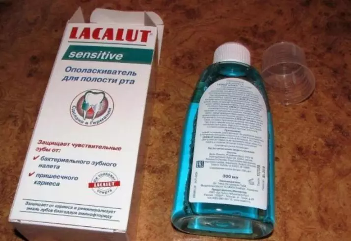 Rinsers Lacalut: Aktiv, ευαίσθητο και λευκό για την στοματική κοιλότητα, τη σύνθεση και τα χαρακτηριστικά της εφαρμογής 24087_8