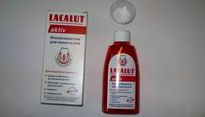 Rinçages Lacalut: Aktiv, sensible et blanc pour la cavité buccale, leur composition et ses caractéristiques d'application 24087_9