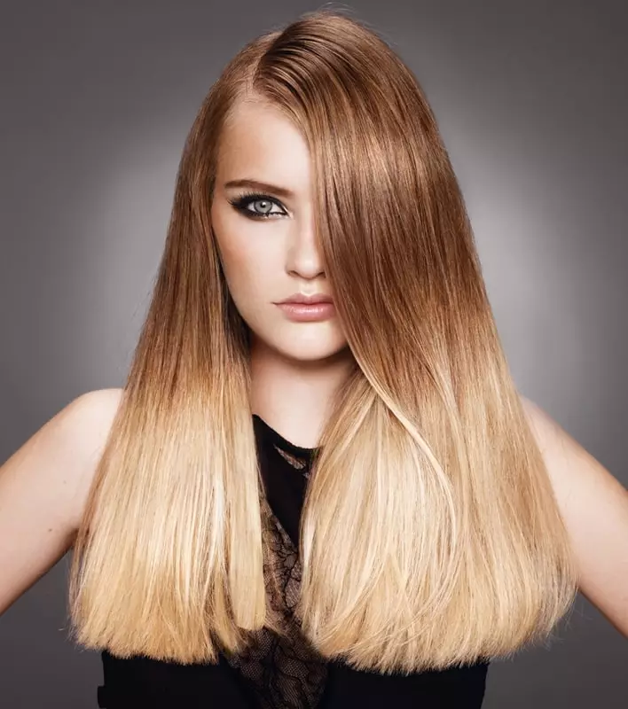 Ombre блондинка (52 снимки): Ombre специално за блондинки и тъмна коса, оцветители в краткосрочен до средносрочен коса в студена цвят платина 24151_18