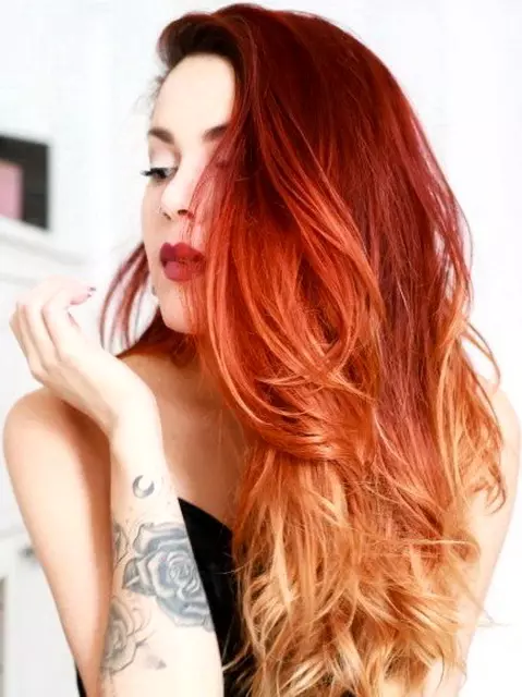 Red Ombre (76 photos): Dark short and long hair staining, red-colored ombre on blond hair medium length 24157_17