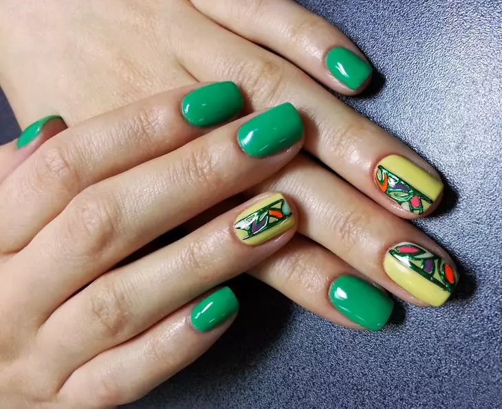 Green Manicure Gel-lakas (65 fotogrāfijas): nagu dizains matēts tumši zaļā krāsā, piparmētru un smaragda toņos 24205_21