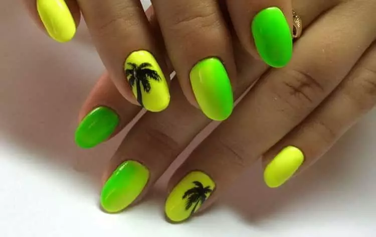 მანიკური ყვითელი გელი ლაქით (55 ფოტო): Sine-Yellow Color Nail დიზაინი და სიახლე მანიაკურის სინათლის ყვითელი ტონი ფირუზი 24213_44