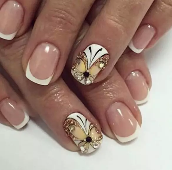 Manicure branco com strass (47 fotos): Projeto de unhas com verniz com a adição de pedras 24360_25