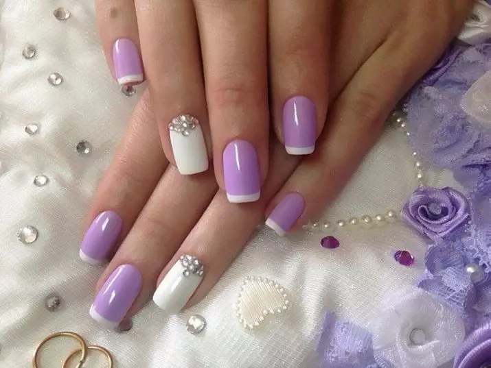 Weiß Nageldesign (65 Fotos): white Maniküre Ideen mit lila und lila Einsätzen 24361_56