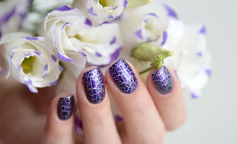 Purple með hvítum manicure (18 myndir): Lilac nagli hönnun 24367_6