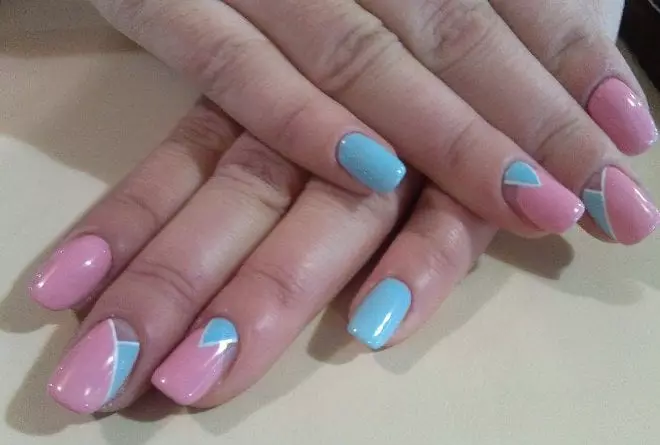 Manikiūras rožinė ir mėlyna spalva (65 nuotraukos): nagų dizainas su gradientu rožinės spalvos mėlynos spalvos 24395_20